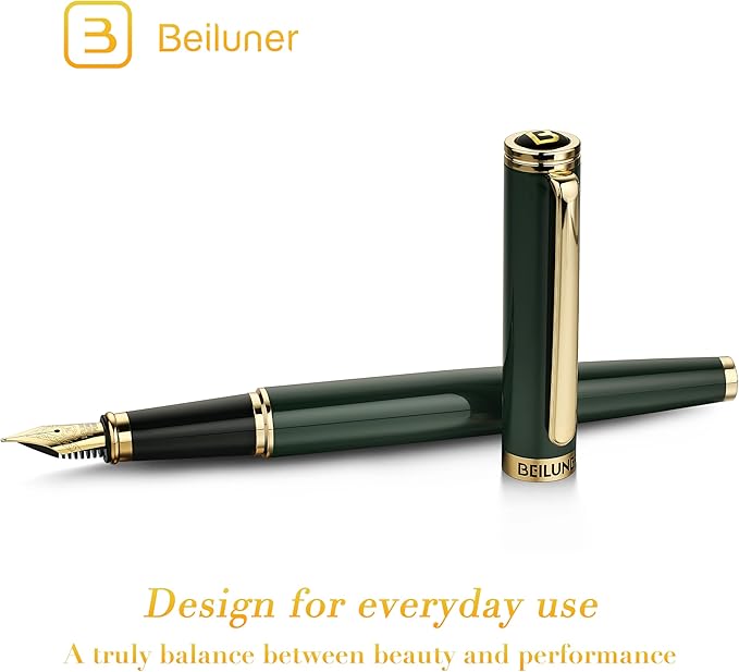 BEILUNER Racing Green Fountain Pen, Stunning Luxury Pens - Image 2