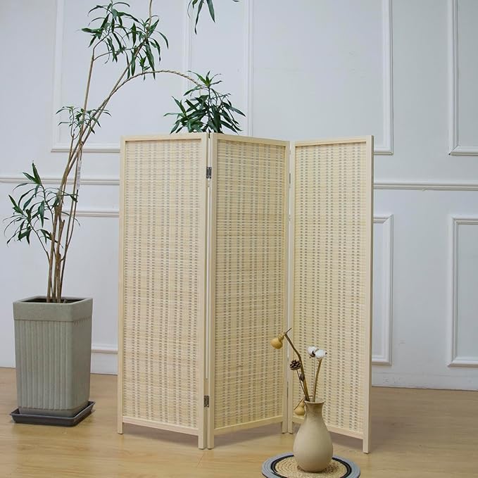 Furnnylane 3 Panel Short Room Divider Screen, Small Bamboo Panel Divider - Image 3