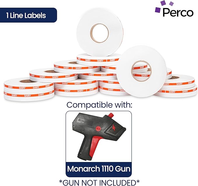 Perco Orange Reverse Print on White Dairy Labels to fit Monarch 1110 Price Gun - Image 2