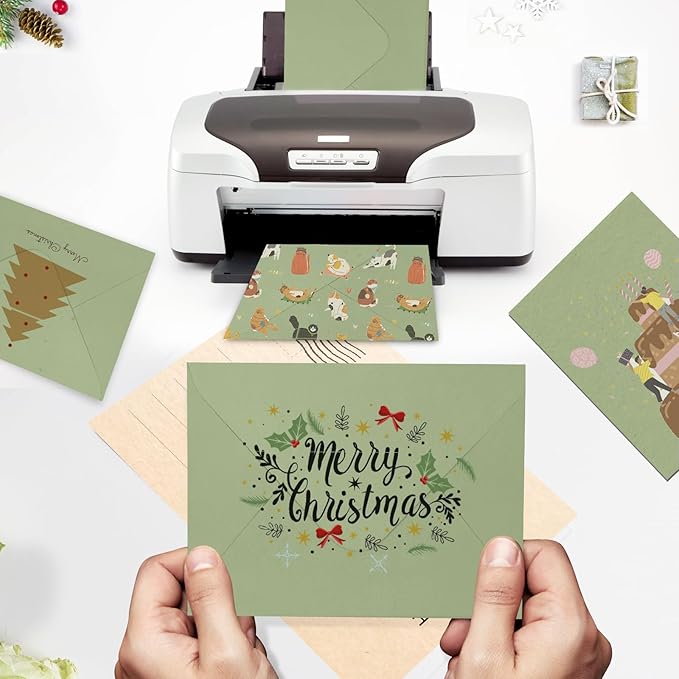 A7 Sage Green Envelopes 100 Pack, Goefun 5x7 V Flap Printable Envelopes - Image 6