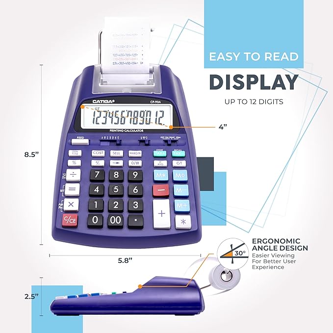 CATIGA New & Upgraded 2025 Printing Calculator Adding Machine 10 Key, Desktop - Image 6