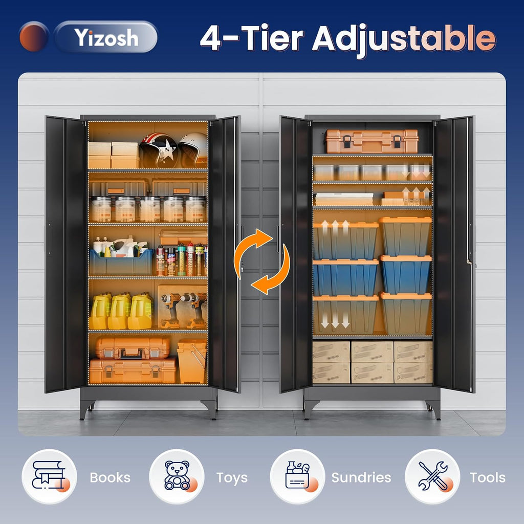 yizosh metal garage storage cabinet with 2 doors, package contents