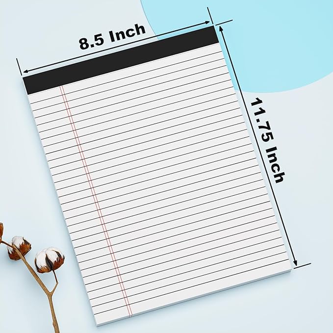 AILZFEI 12 Pack of Legal Pads 8.5 x 11 Wide Ruled Writing Pads 8.5" x 11.75" - Image 2