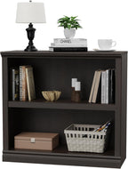 blini 2-Shelf Bookcase Wooden Bookshelves 33in Wide Floor Standing Display