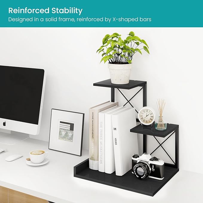 ELITEROO Wood Desktop Shelf, 3 Tier Desk Shelves Small Bookshelf Organizer - Image 6