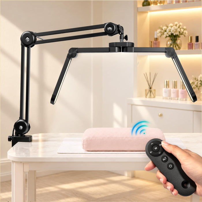 AORAEM Clamp LED Nail Desk Lamp, Half Moon Light for Nail Tech