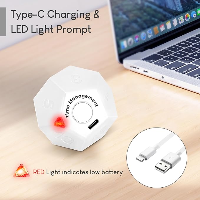 Pomodoro Timer - 11 Preset Productivity Timer, Ring/Vibrate Mode Cube - Image 4