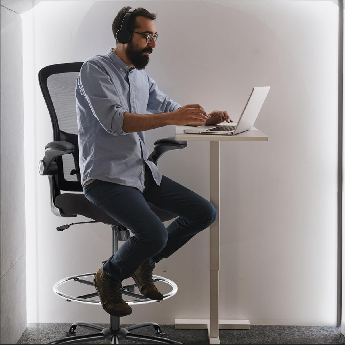 Ergonomic Drafting Chair – Tall Office Chair for Standing Desk, Adjustable He...
