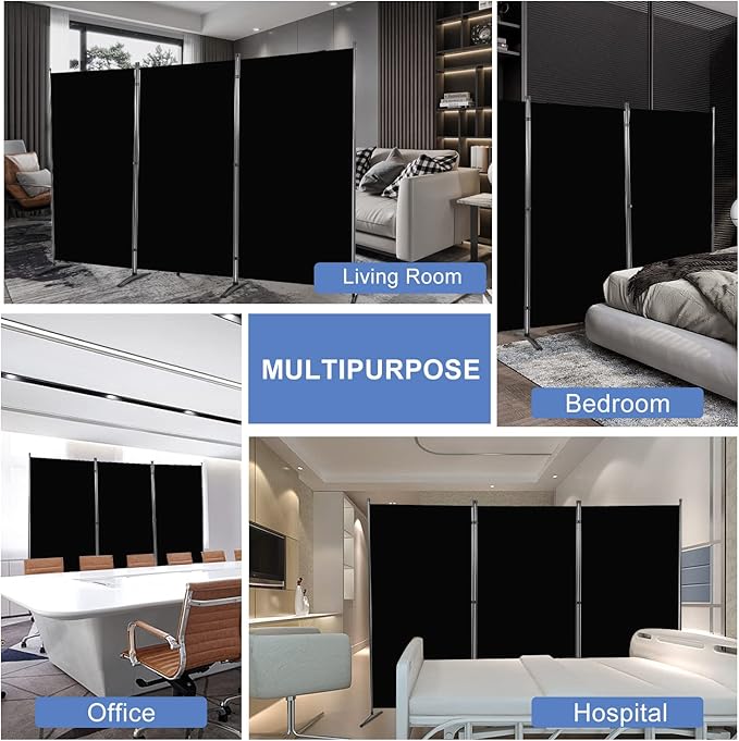 Room Divider 6FT Folding Privacy Screens, 3 Panel Partition Room Dividers - Image 6