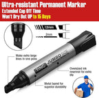 Fuutreo 32 Pcs Jumbo Permanent Markers Bulk Large Chisel Tip Permanent Markers - Image 4