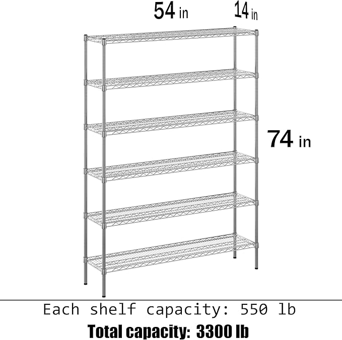 Regal Altair 14" Deep x 54" Wide x 74" Height Wire Shelving Kit | 6-Tier | NSF - Image 3