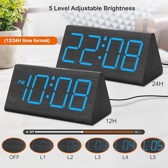 DreamSky Wooden Digital Alarm Clocks - Image 4