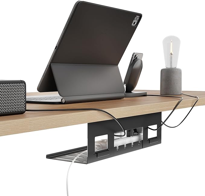 PEGZONE Under Desk Cable Management Tray, 15.7 Inches Metal Cord Organizer Rack by Pegzone