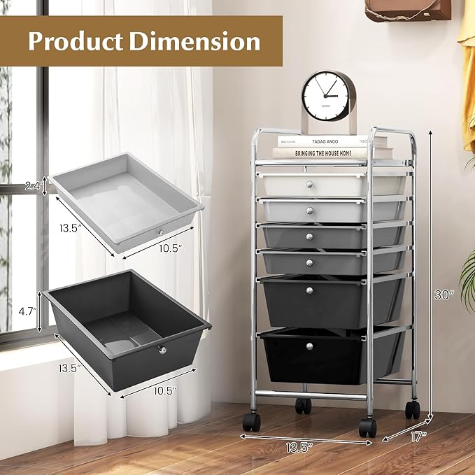 RELAX4LIFE 6-Drawer Rolling Storage Cart - Image 3