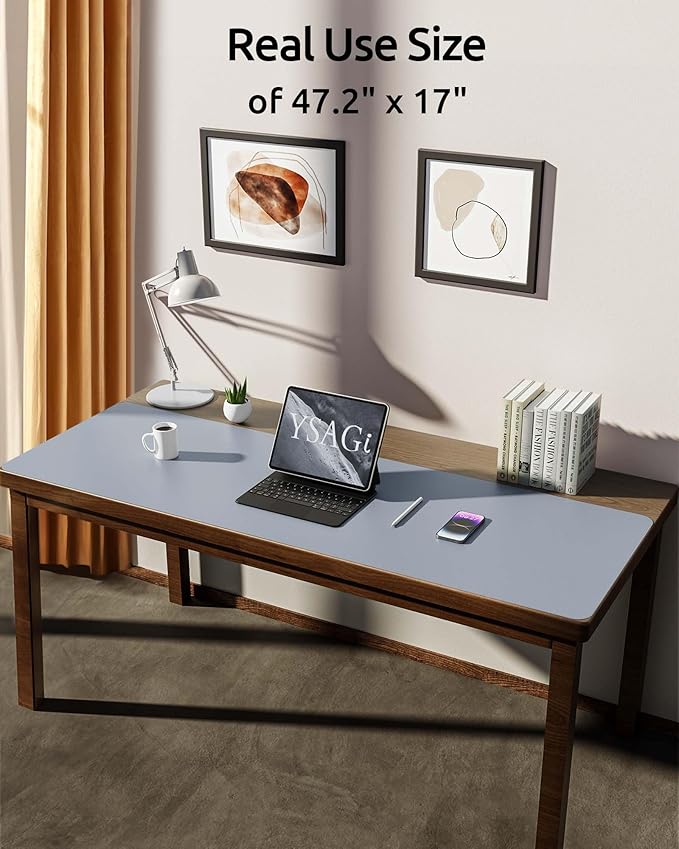 YSAGi Leather Desk Protector, Office Mat, Large Mouse Mat, Non-Slip PU Leather - Image 2