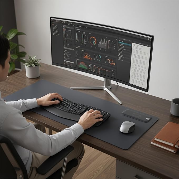 Black Leather 30" x 12.5" Keyboard/Mouse Desk Mat - Image 6