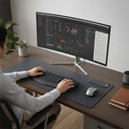 Black Leather 30" x 12.5" Keyboard/Mouse Desk Mat - Image 6
