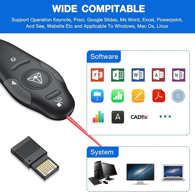 Presentation Clicker Wireless Presenter Remote USB Control Powerpoint PPT - Image 4