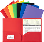 Aegero Plastic Folders with Pockets (7 Pack, Assorted Colors) | Durable Heavy Duty File Folders with Business Card Slot, 2-Pocket Folder for Schoolwork & Office,Letter Size