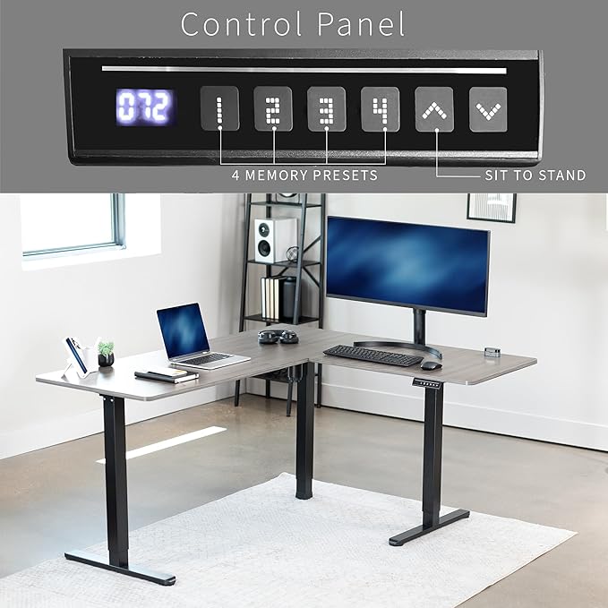 VIVO Electric Corner 63 x 55 inch L-Shaped Standing Desk, Memory Height - Image 5