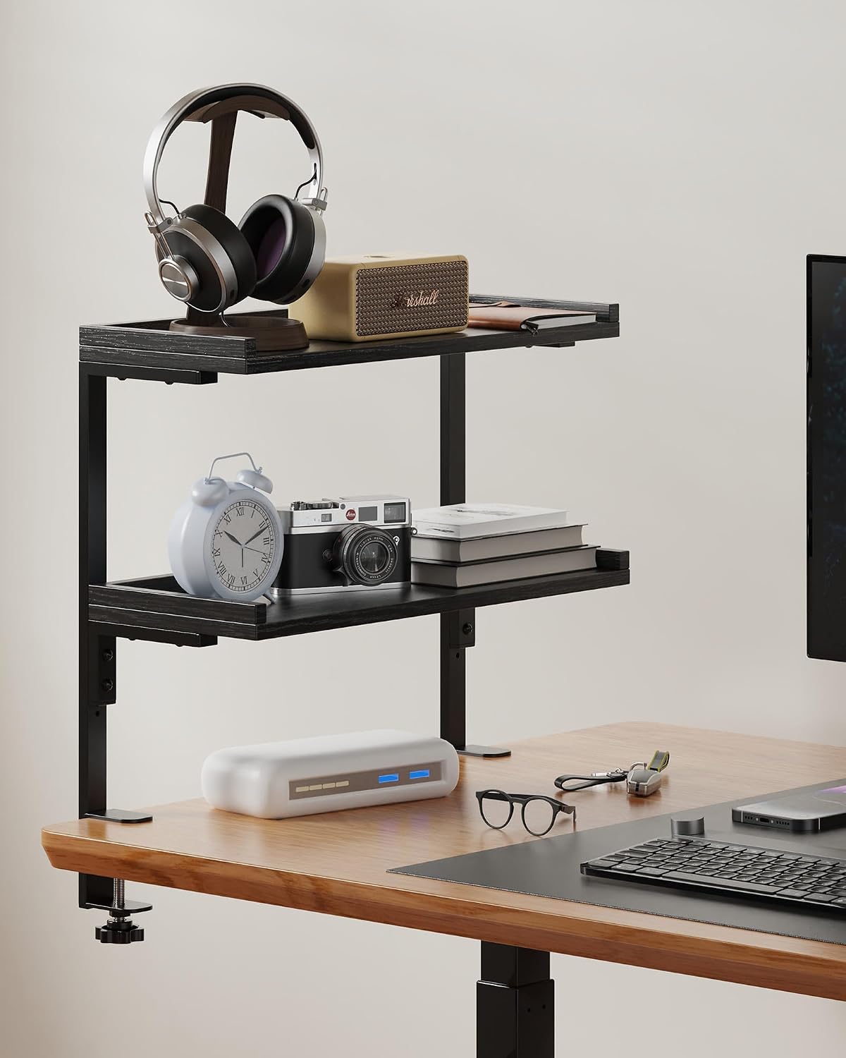 ART-GIFTREE Clamp On Desk Shelf 2-Tier, 16.5 in Wood Shelving Unit