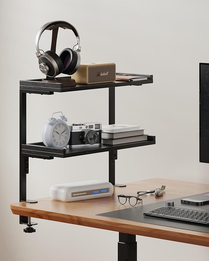 ART-GIFTREE Clamp On Desk Shelf 2-Tier, 16.5 in Wood Shelving Unit by ART-GIFTREE