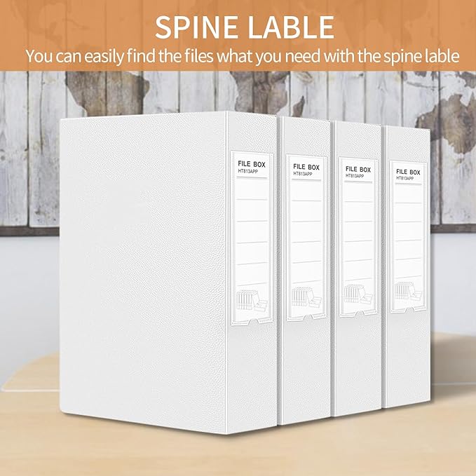 HUA JIE 2 Pack A4 Storage File Boxes Archives Case, 65mm Spine, Box File - Image 7