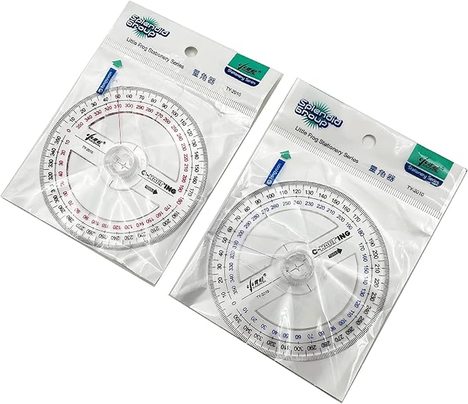 360° Protractor Pack of 2 Protactors Plastic Protractor Math Protractors Clear - Image 7