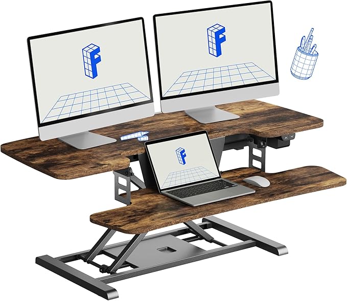FLEXISPOT 40 inch Electric Motor Desk Converter, Sit to Stand Monitor and by FlexiSpot