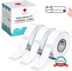Phomemo Labels D30 Label Tape, Black on White, 0.47 in 12 x40mm, 480 Tapes | Highly sticky, No Curl or Peel, Clean Tear, BPA-Free, D30 D30D Thermal Paper Name Label for Kids School Items, 0.47" x 11/2"