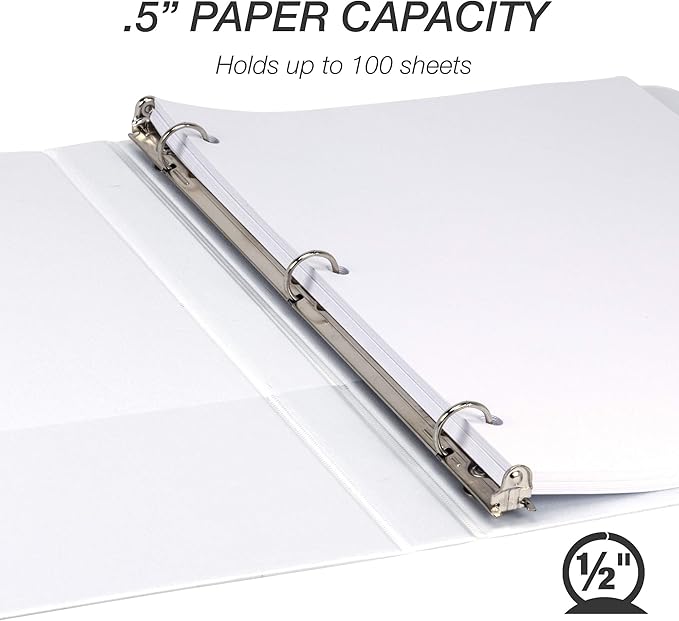 Samsill Durable .5 Inch Binder, Made in the USA, Round Ring Customizable Clear - Image 4