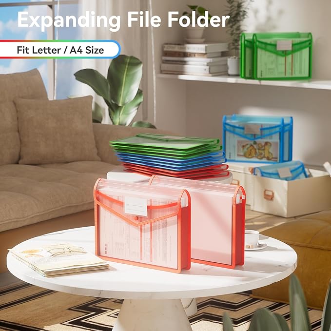 ABC life 6-Pack Plastic Expanding File Folder, Translucent Envelopes - Image 2