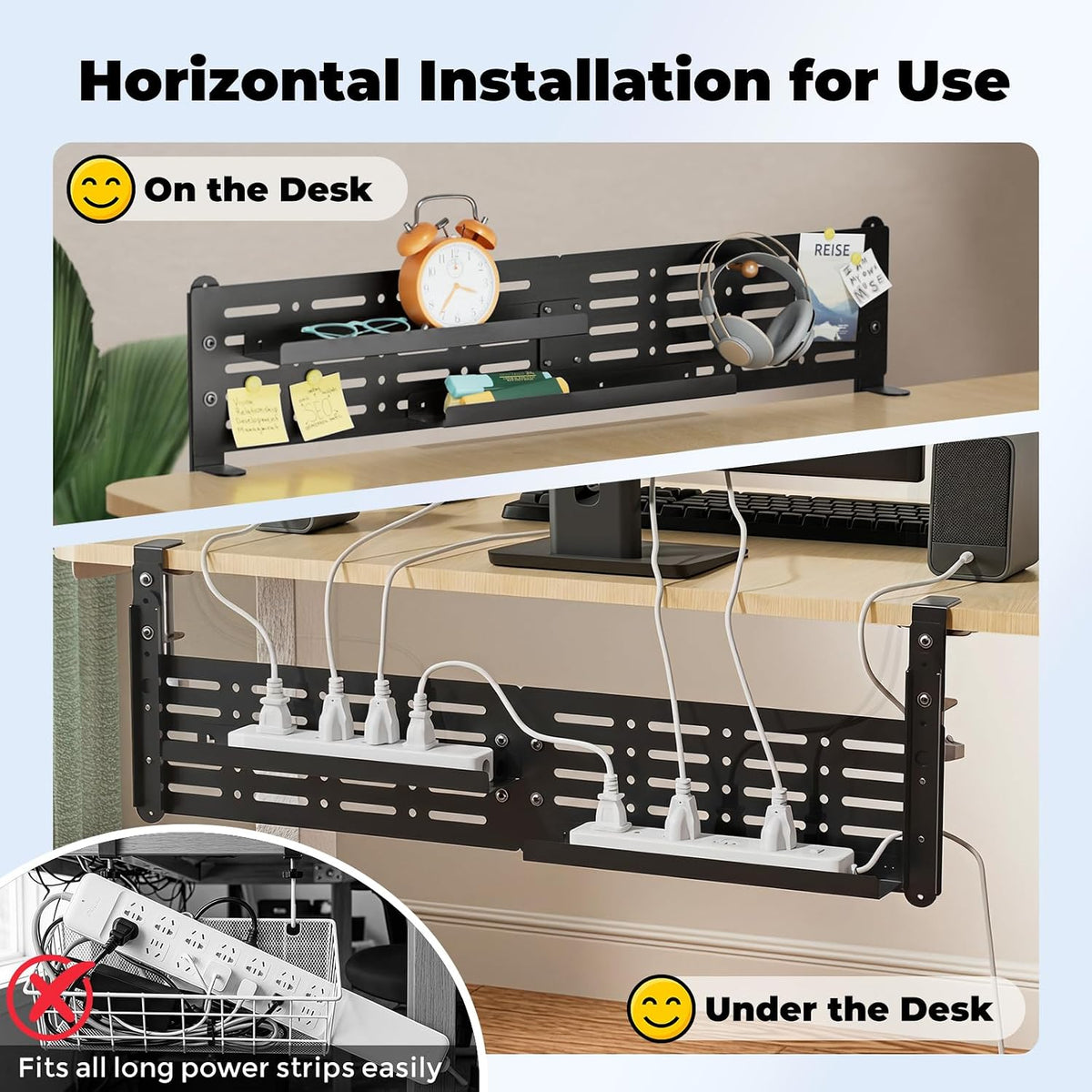 JOY worker 4-in-1 Clamp on Above/Under Desk Pegboard Cable Management Tray