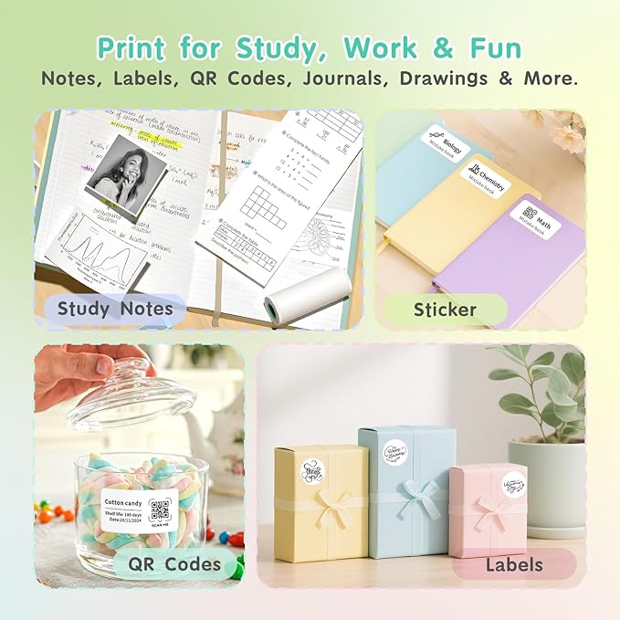 Gloryang JD-23 Sticker Printer, Mini Portable Thermal Printer Print Pod - Image 5