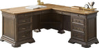 Martin Furniture IMSA684R-KIT Executve L-Desk & Return with Solid Wood Plank Tops, Fully Assembled, Brown