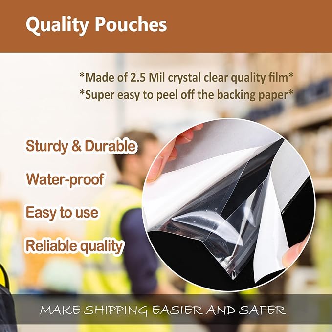 BEUYI 2.5 Mil Premium 7"x10" Clear Adhesive Shipping Label Pouches, Packing - Image 4
