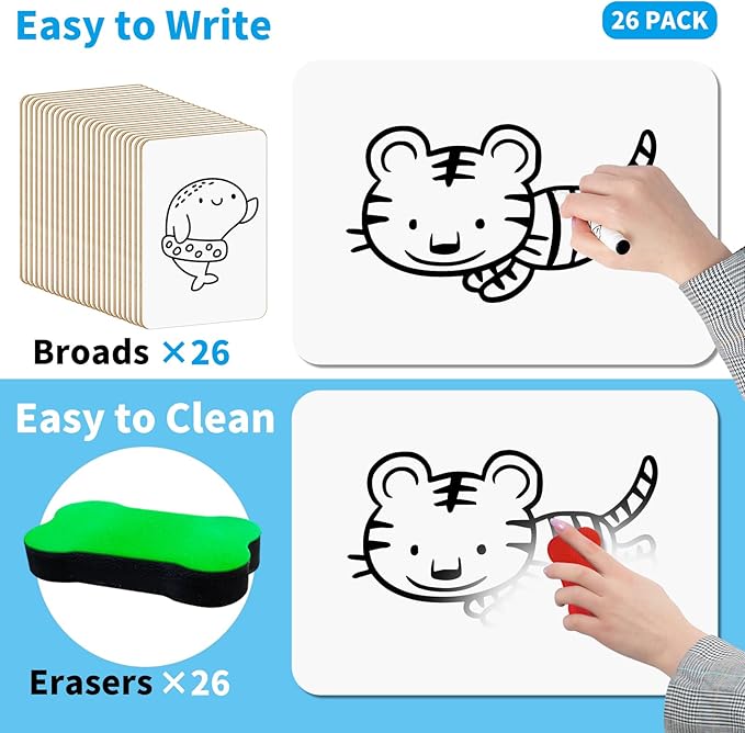 OSIMIG 26 Pack Small White Board Dry Erase, Mini Dry Erase Board 9" x12” - Image 4