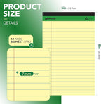 KAISA Yellow Legal Pads 12Pads Writing Pads Recycled Paper 5"x8" Norrow Ruled - Image 2