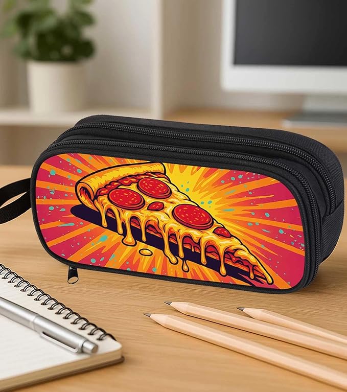 AnySmic Pizza Pencil Case for Boys Girls, Large Durable Pencil Pouch for Kids - Image 4