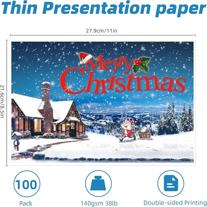 Uinkit 100 Sheets Thin Matte Presentation Paper Photo Double Sided 8.5x11 38lb - Image 3