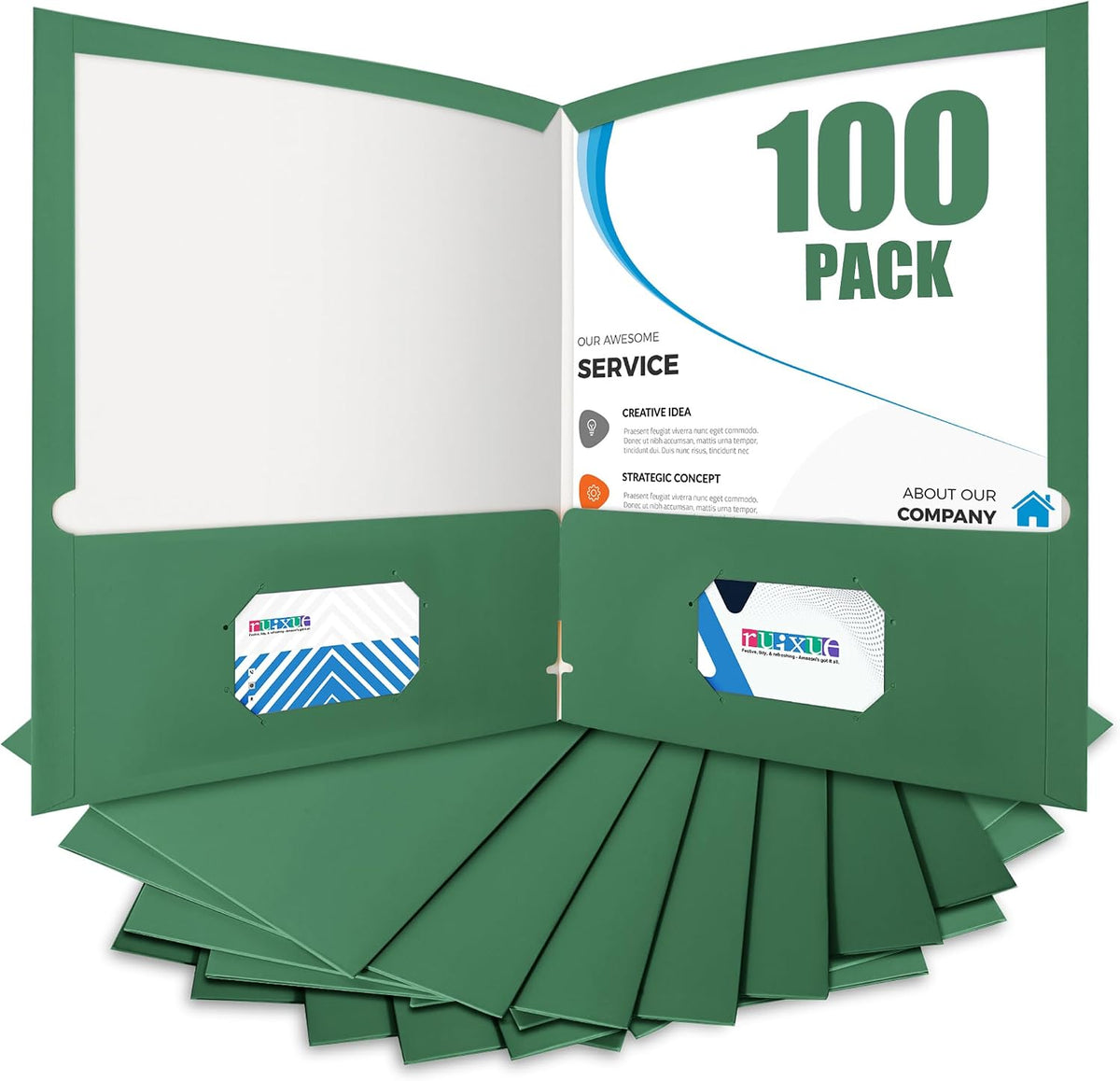 ®100 packs green two pocket folders,file folder with, main product view