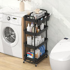 JIUYOTREE 4-Tier Plastic Rolling Storage Cart Utility Cart - Image 3