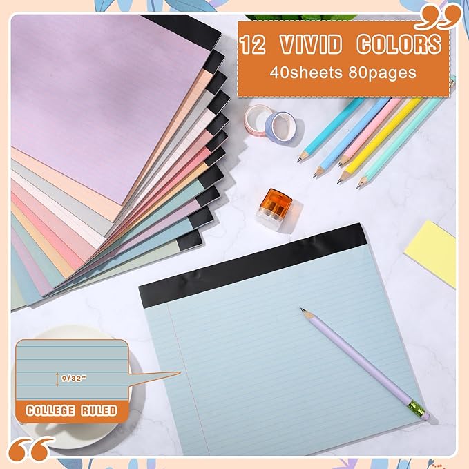 Lincia 12 Pcs 11" x 9.5" Legal Pads College Ruled Notepad Landscape Notebook - Image 4