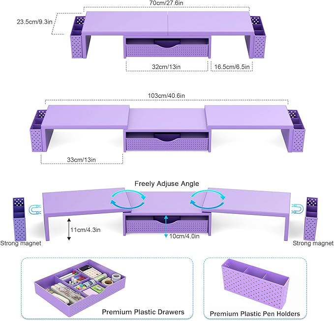 Spacrea Metal Desk Organizers and Accessories, Dual Monitor Stand Riser - Image 5