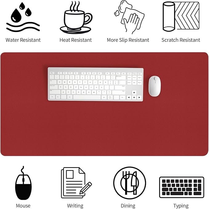 Bloss Red Desk Mat, Leather Desk Matt - Image 4