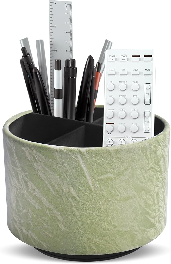 Hennaja Round Leather Art Supply Organizer, Remote Control Holder, 360 Degree by Hennaja