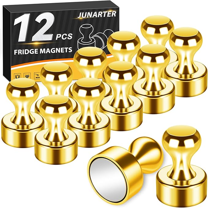 Junarter 12 Pack Magnetic Push Pins, Refrigerator Magnets Strong, Dry Erase by Junarter