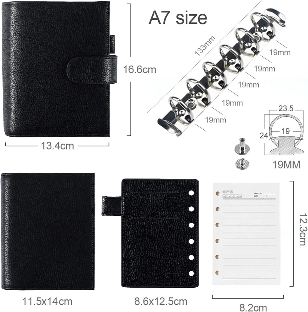 Moterm Pocket Versa - Pocket Size Binder Planner and Wallet Combo (Pebble-Black, 19mm Ring)
