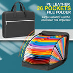 SEEKIND PU Leather Accordian File Organizer 26 Pockets, Expanding File Folder - Image 2
