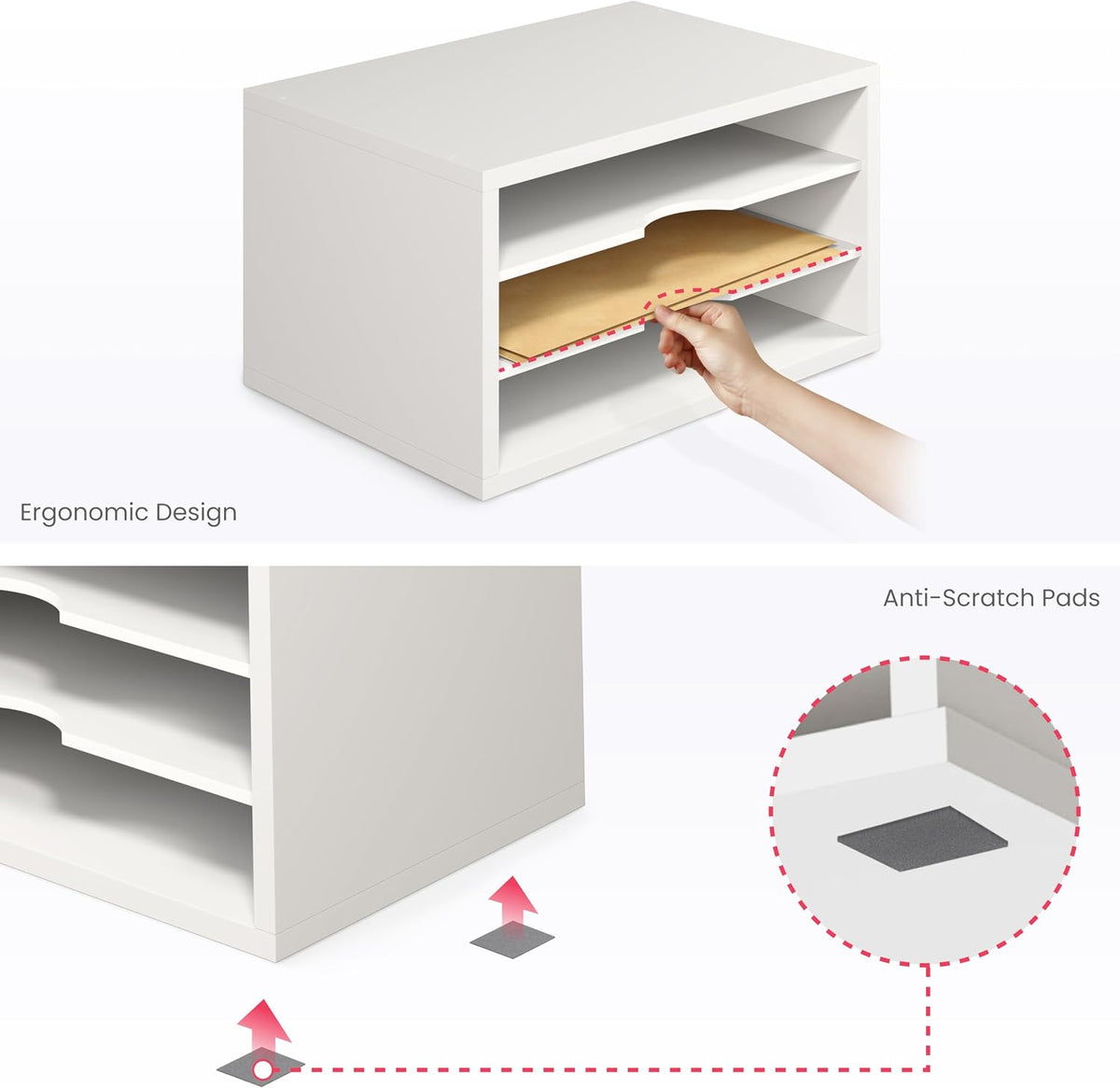 Ballucci File Organizer, 3-Tier Document Paper Sorter, Stackable Wood Desk Or...